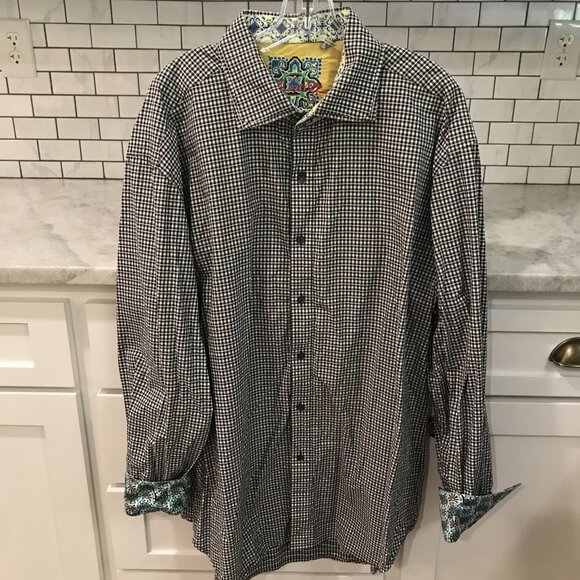 Robert Graham Other - Robert Graham Shirt Mens 3XL Black White Check Classic Long Sleeve Flip Cuff
